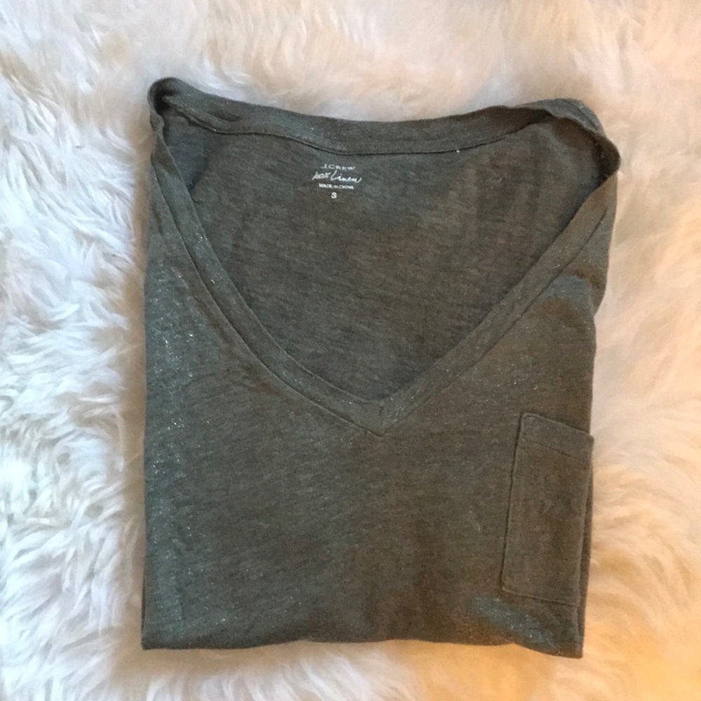 J Crew green linen t-shirt